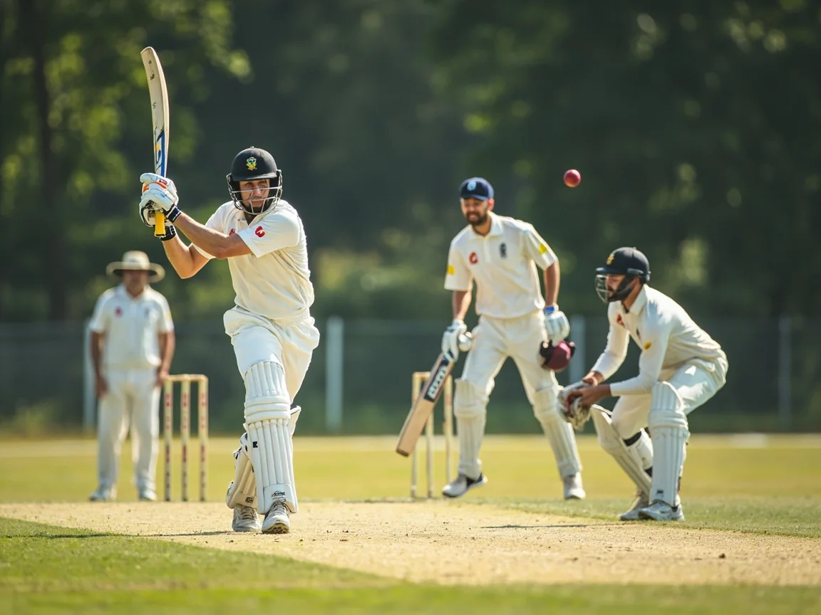 Adult cricket players practicing different roles during a training session
